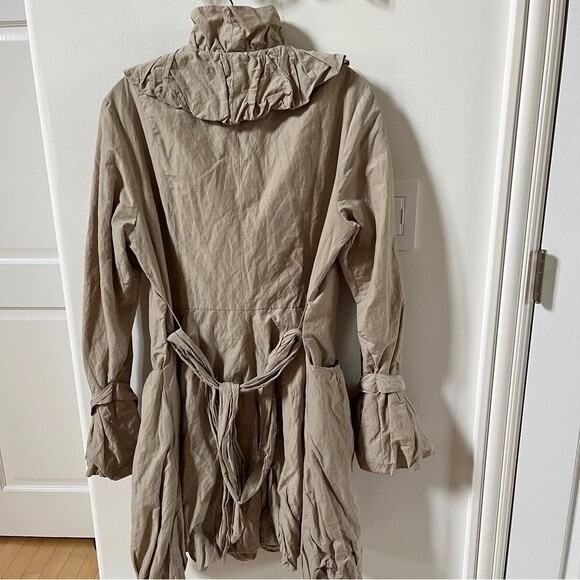 On Parle De Vous Ruffled Neck Belted Trench-coat in Beige XL - Picture 12 of 16